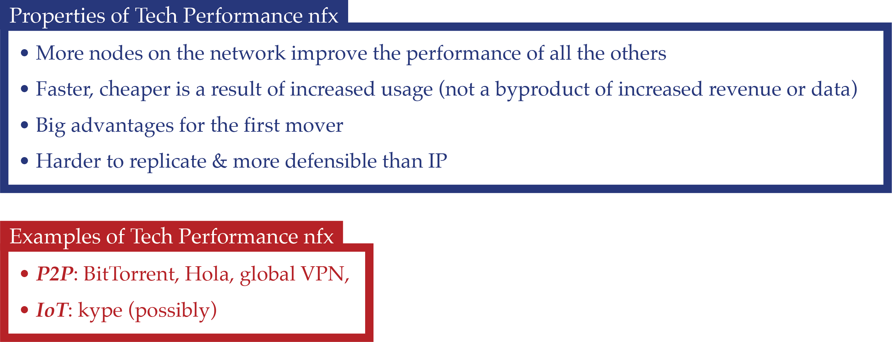 Properties & examples of tech performance