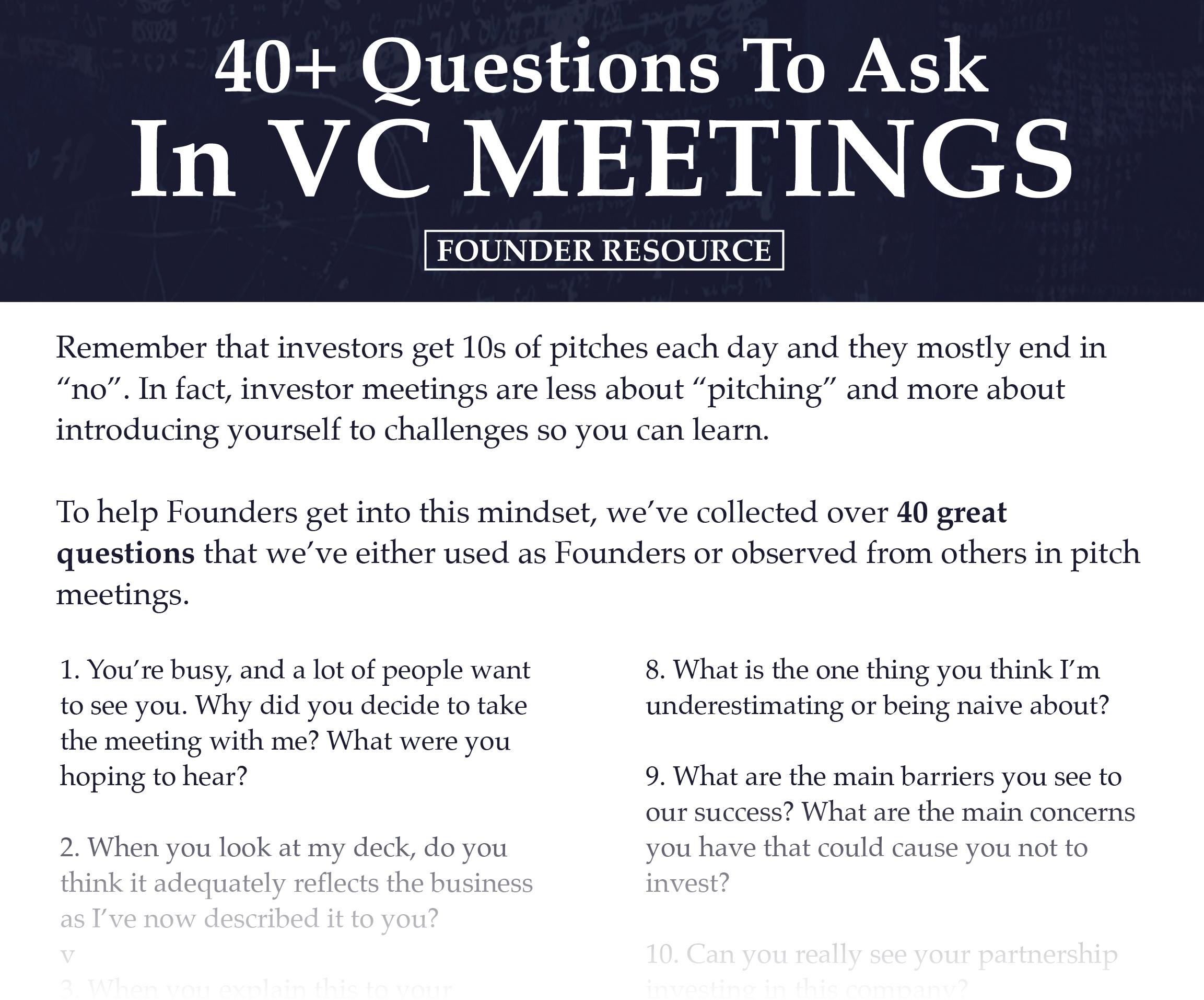 40 Questions to Ask in VC Meetings