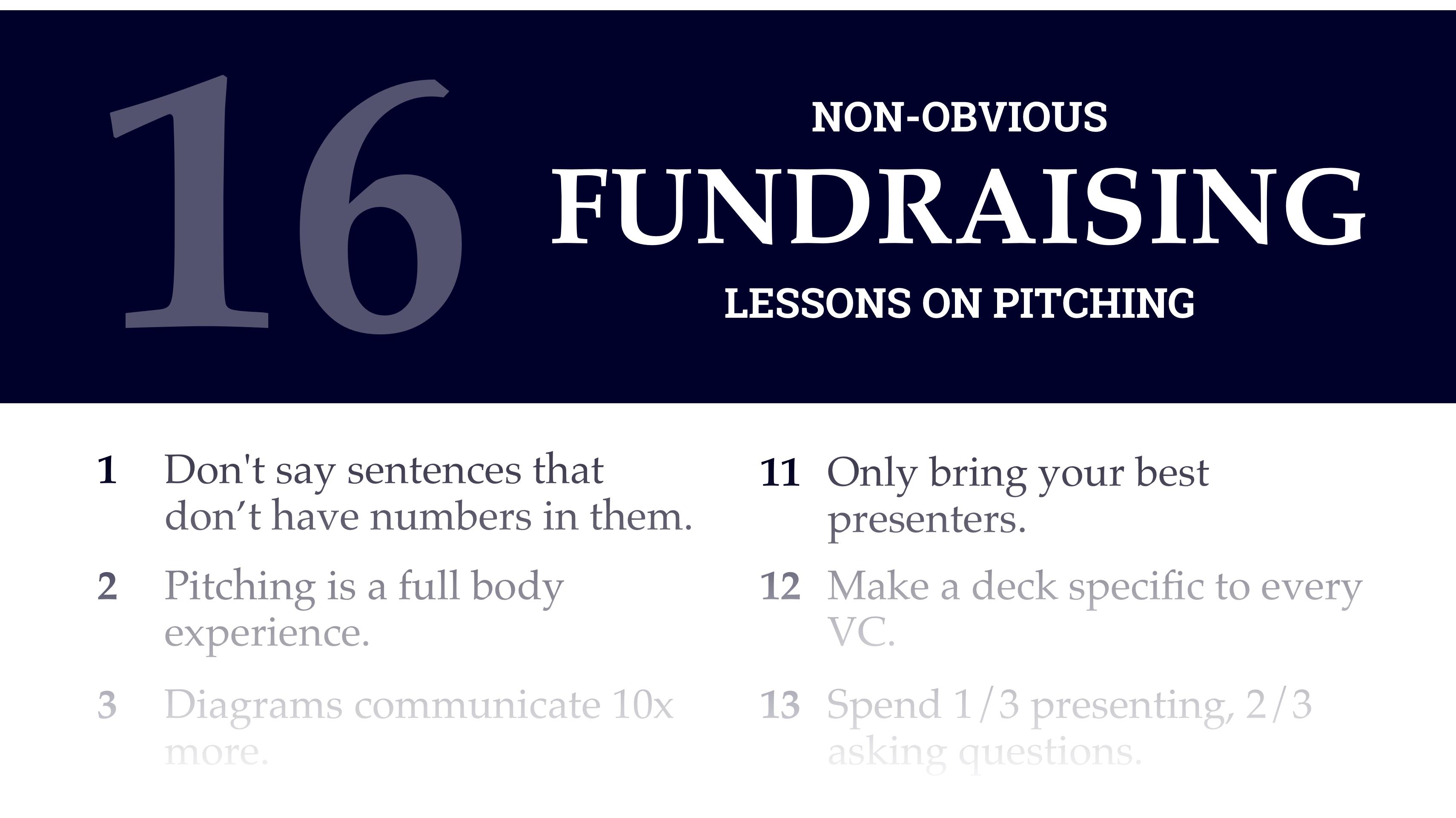16 Non-Obvious Fundraising Lessons on Pitching