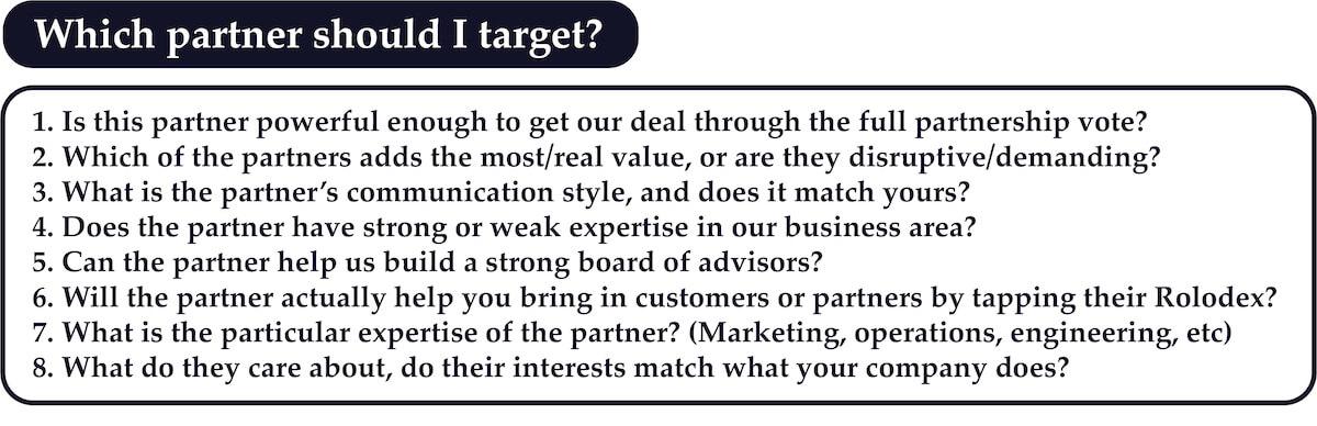 Which partner should I target? List of questions