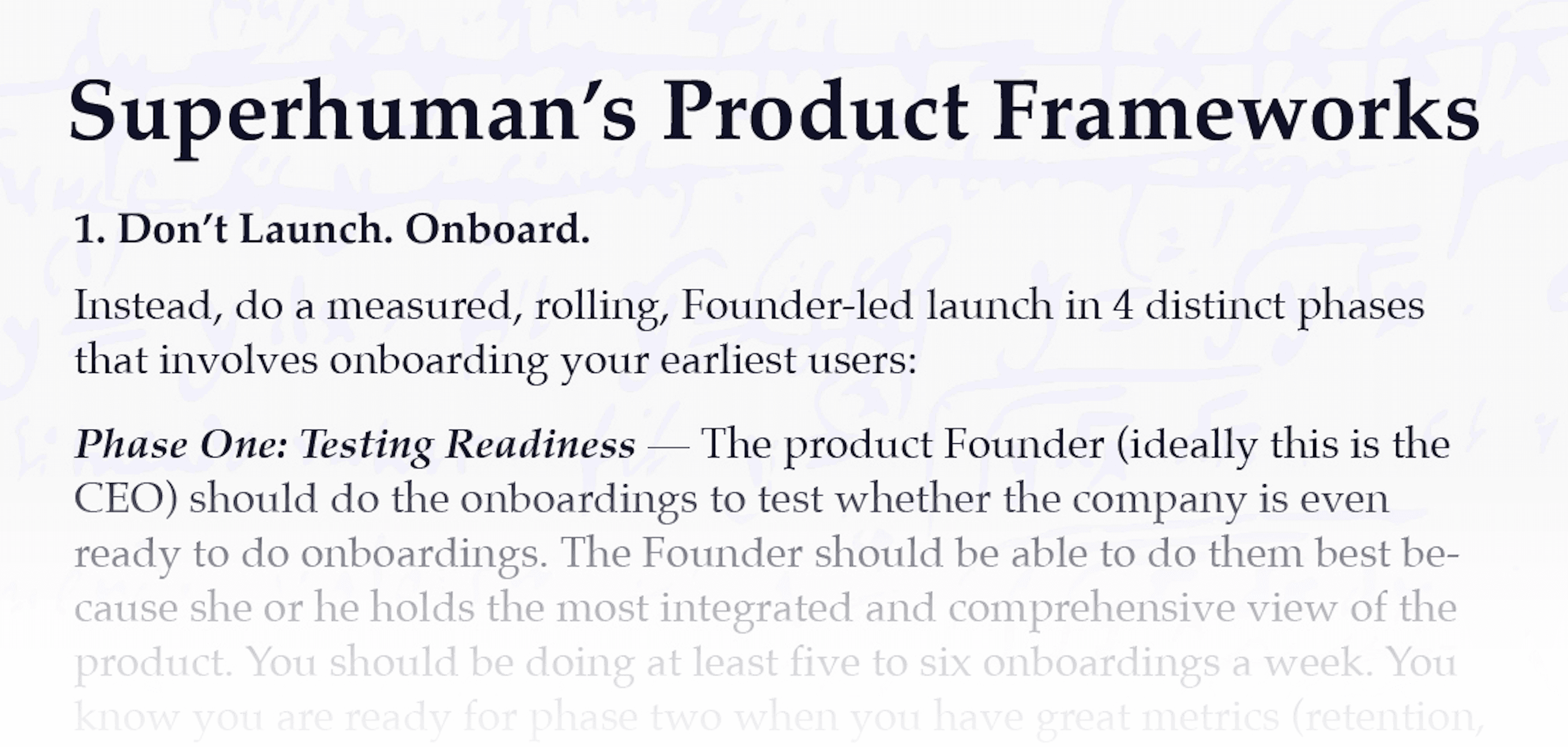 Superhuman's Product Frameworks - Faded List