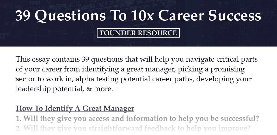 39 Questions to 10x Career Success