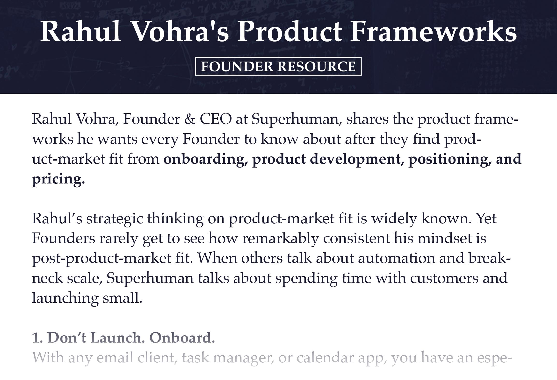 Rahul Vohra Frameworks