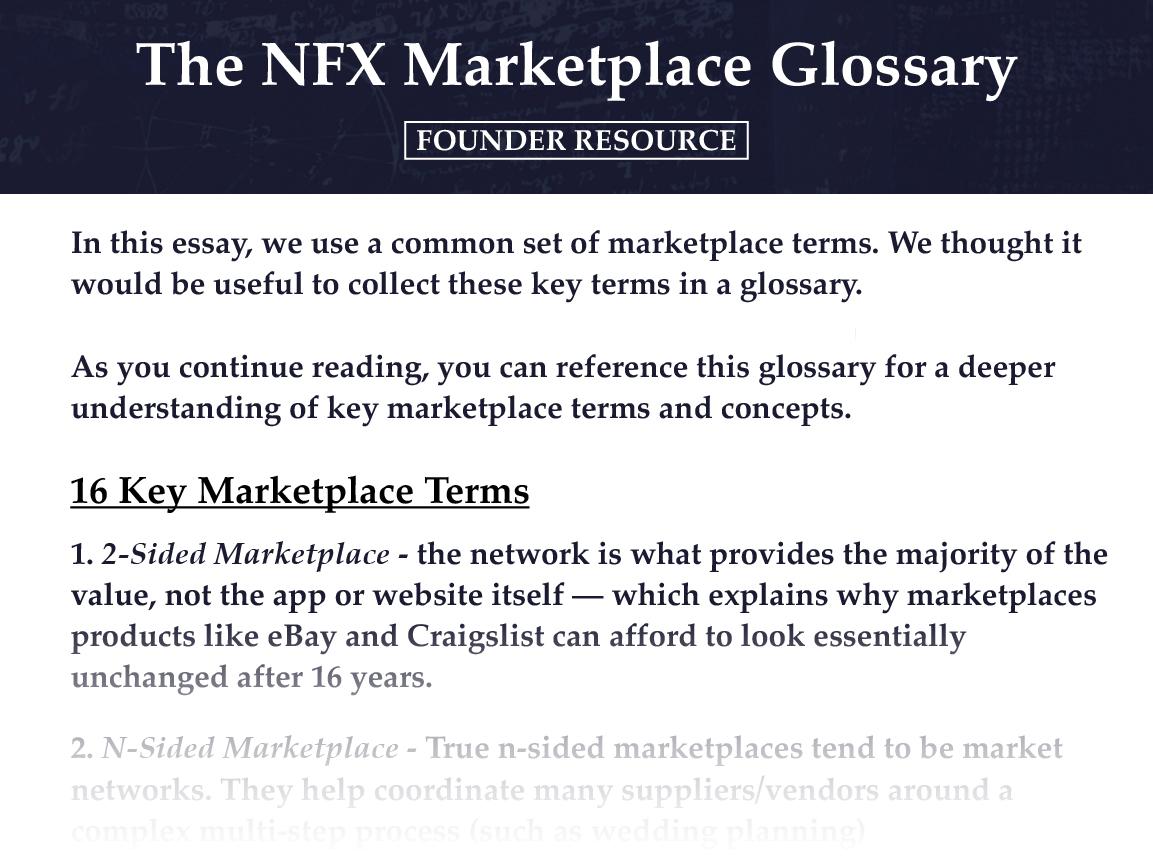 Marketplace Glossary