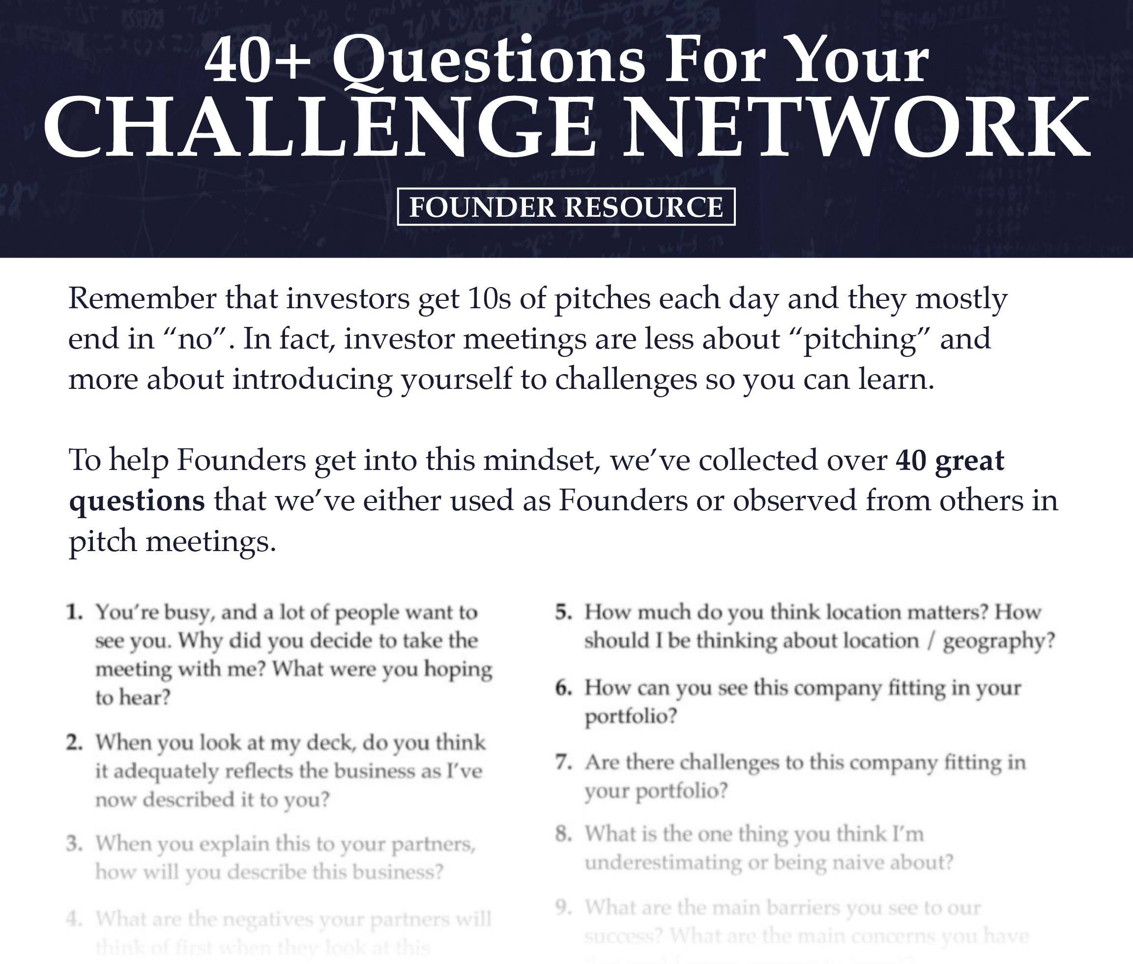 40+ Questions for Your Challenge Network