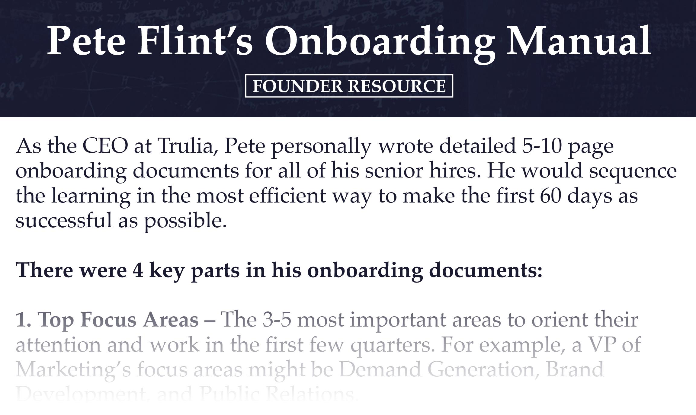 Pete Flint's Onboarding Manual