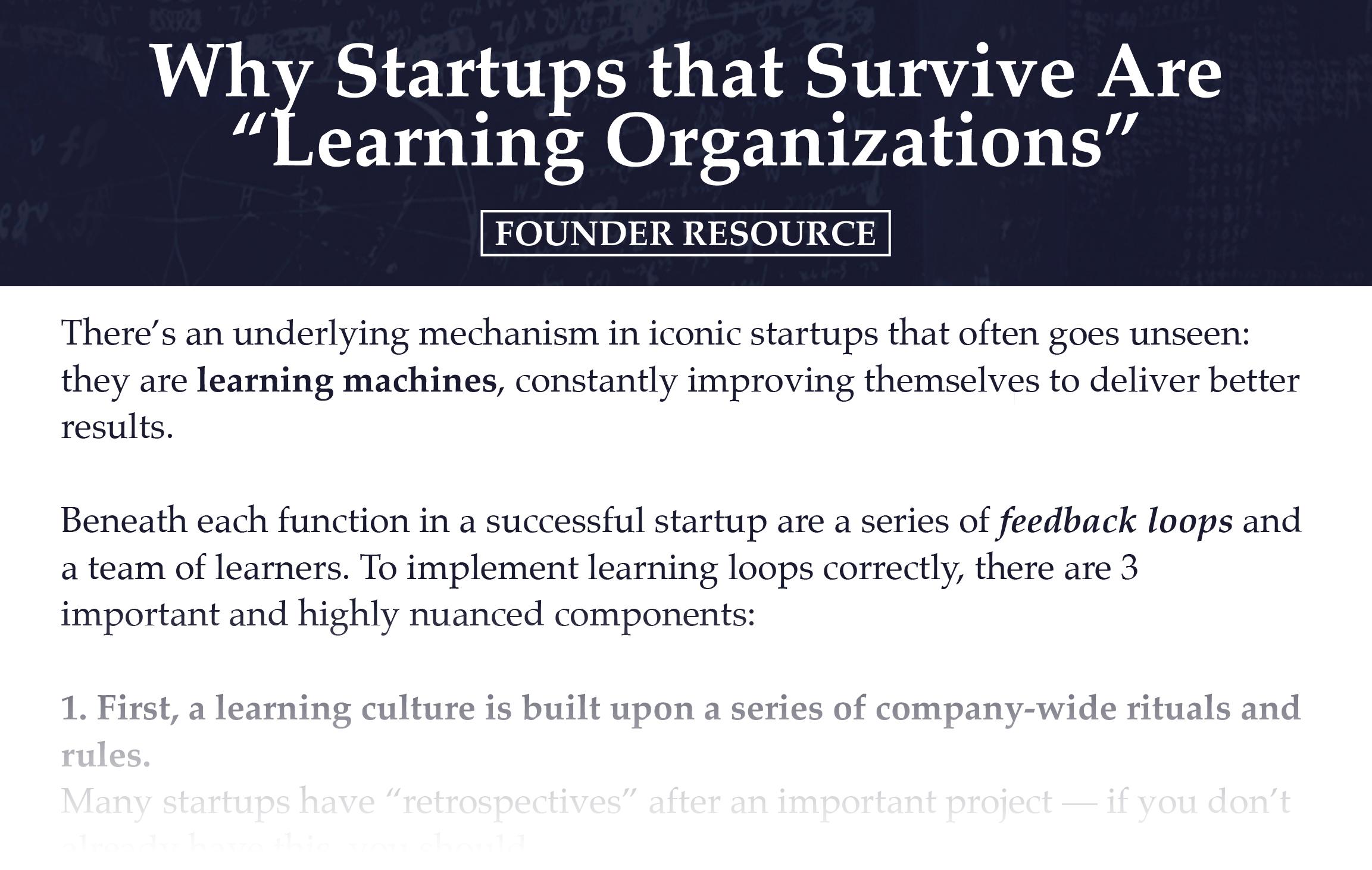 Startups Learning Organizations