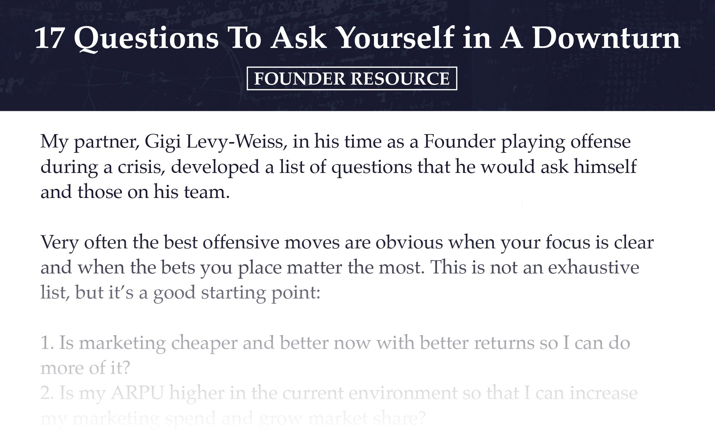 17 Questions _ In A Downturn