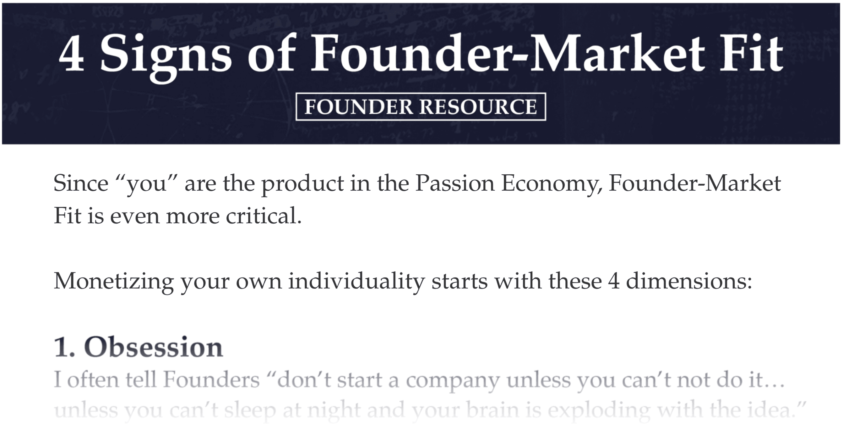 Founder-Market Fit for Passion Economy