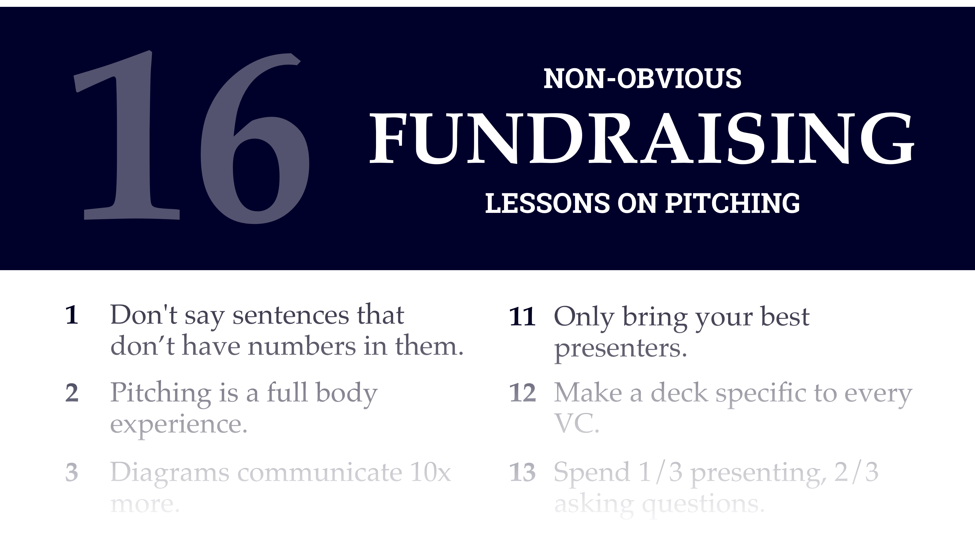 16 Non Obvious Fundraising Lessons On Pitching