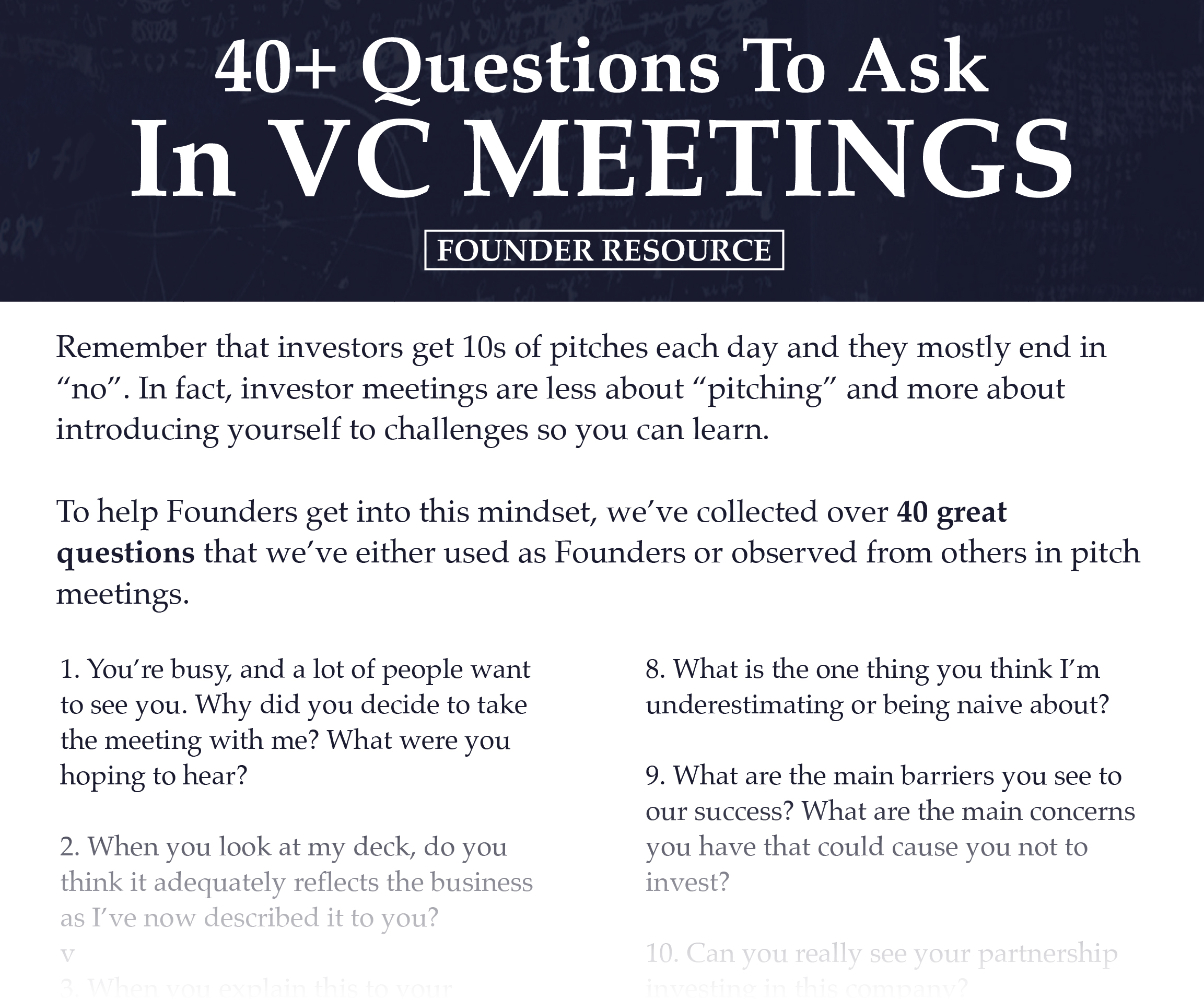 40 Questions to Ask in VC Meetings